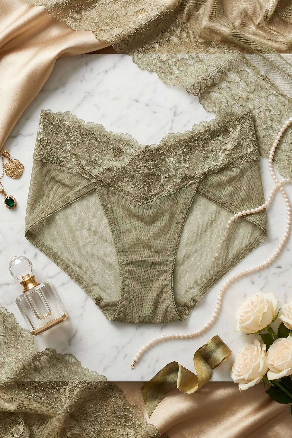 The Duchess Lace Bikini Panty - Green