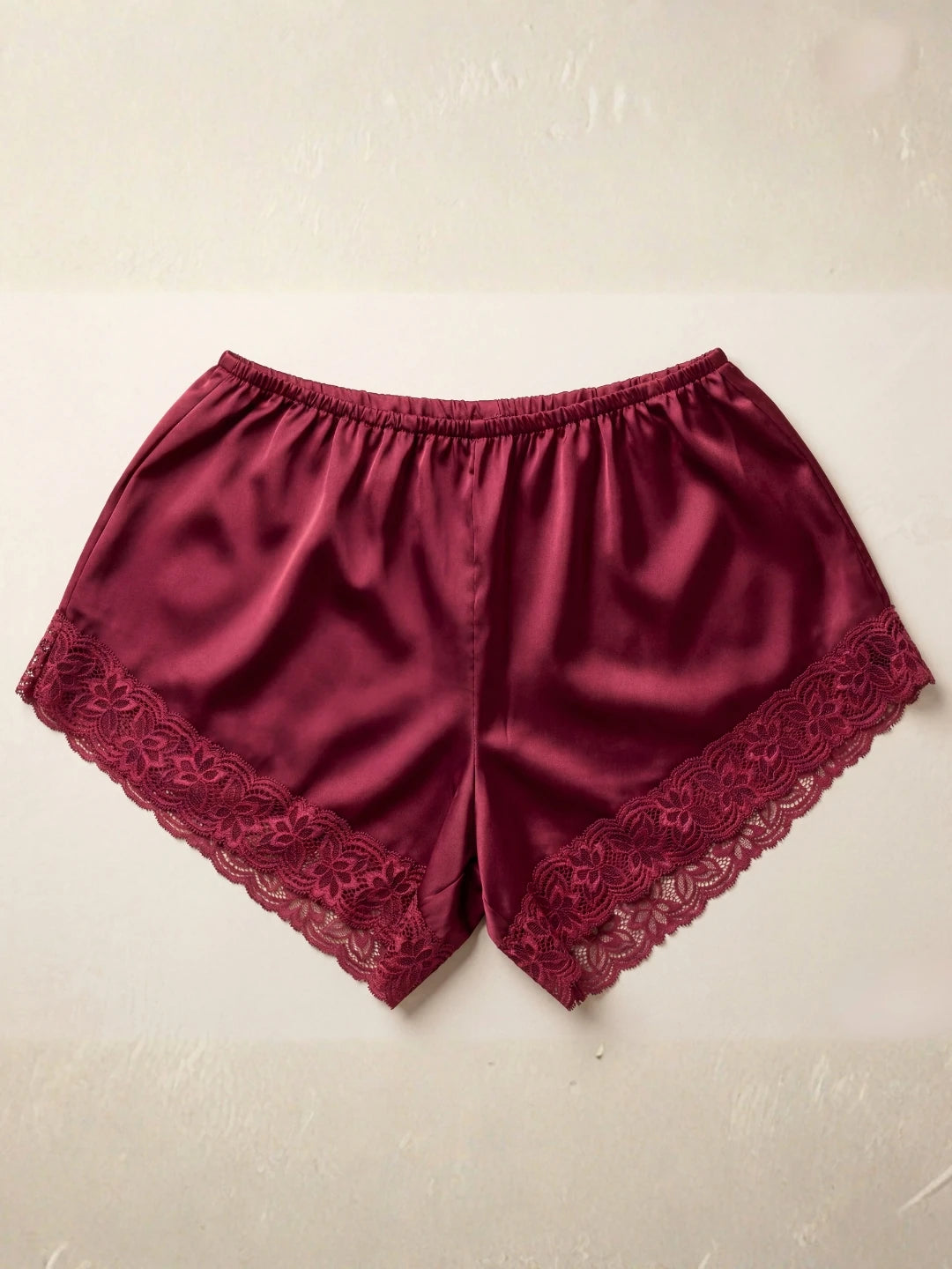 Mila Lace Lounge Shorts - Maroon