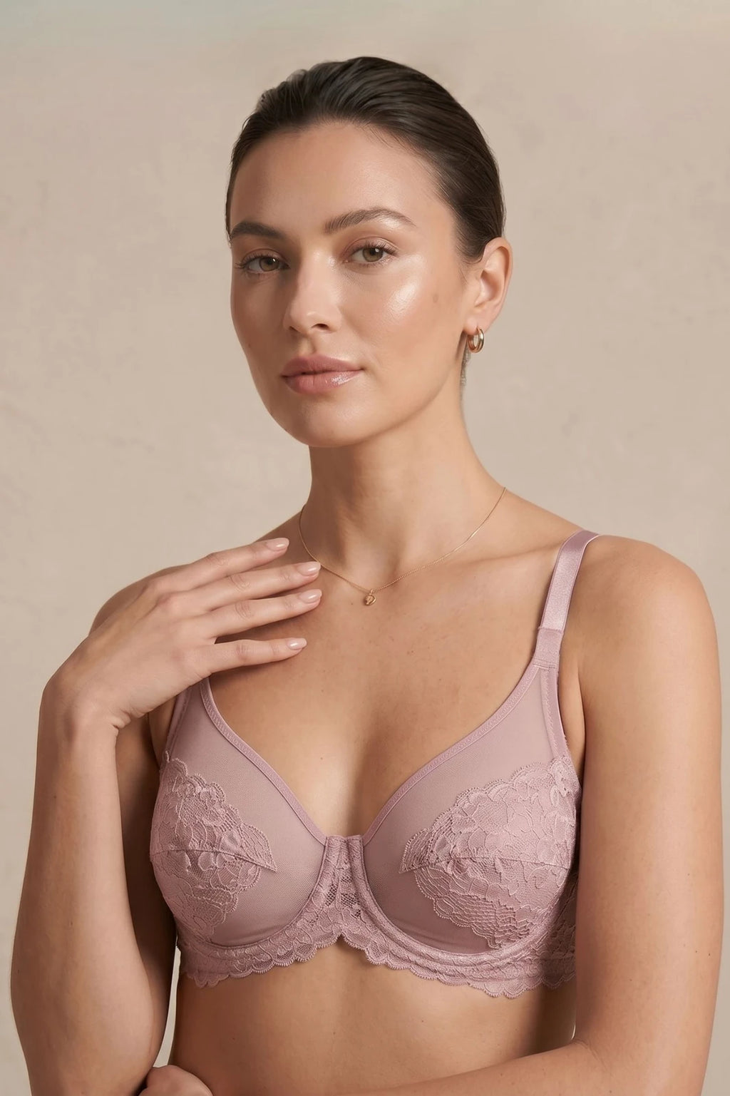 The Duchess Wired Lace Bra - Mauve