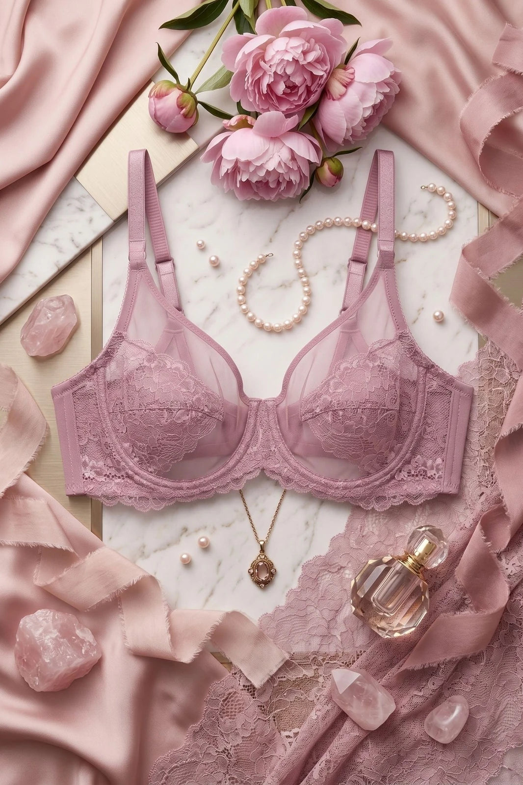 The Duchess Wired Lace Bra - Mauve