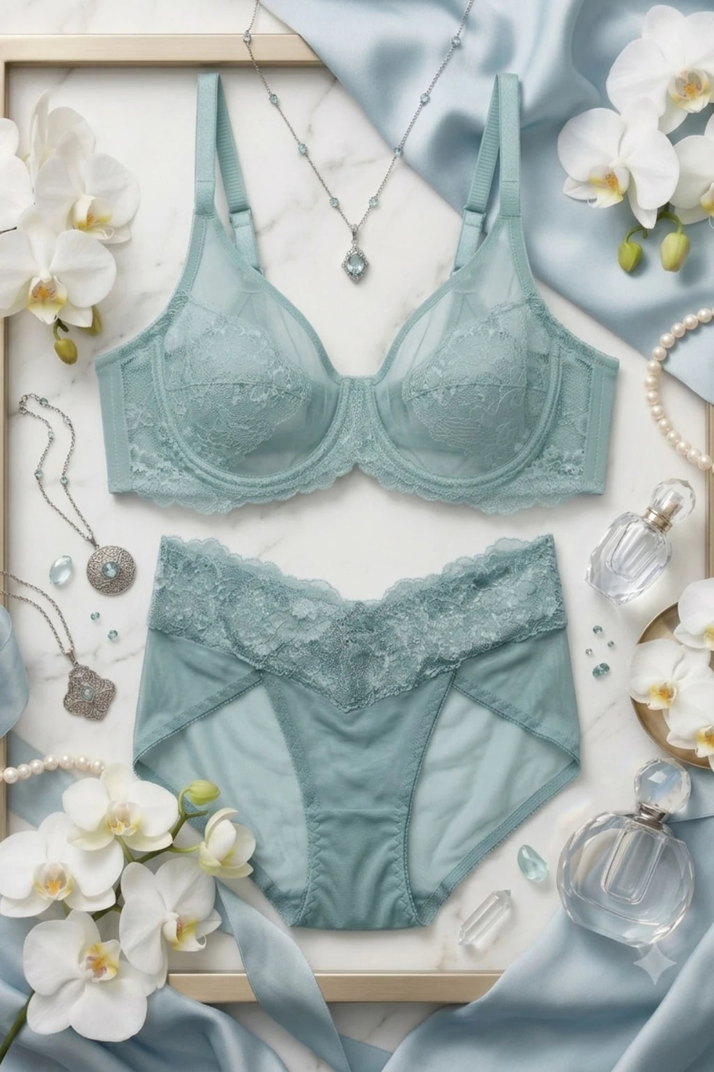 The Duchess Lace Lingerie Set - Blue