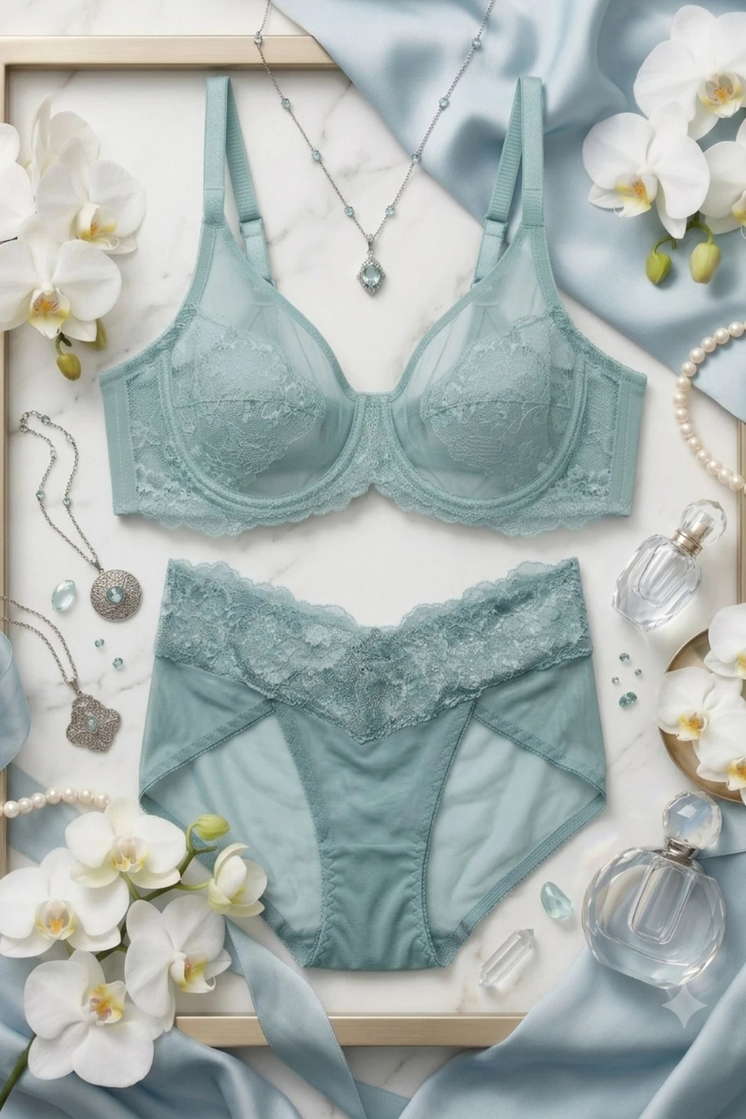 The Duchess Lace Lingerie Set - Blue