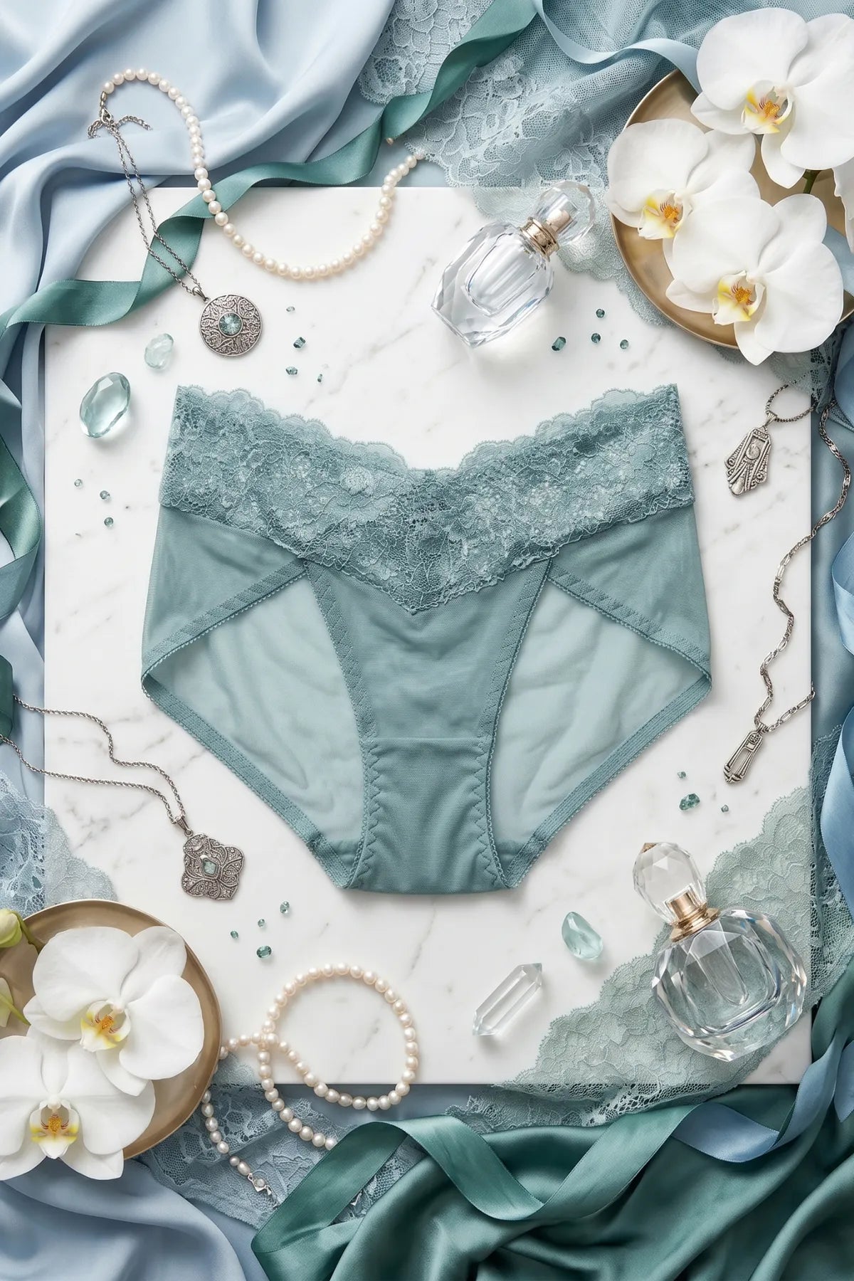 The Duchess Lace Bikini Panty - Blue